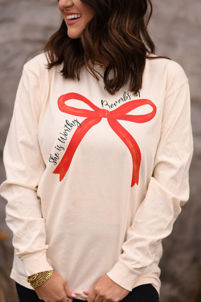 She Is Worthy Proverbs Long sleeved tee