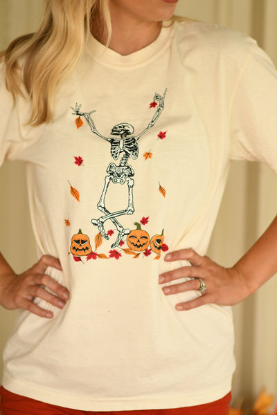 Embrace Fall skeleton & jack-o-lantern tee