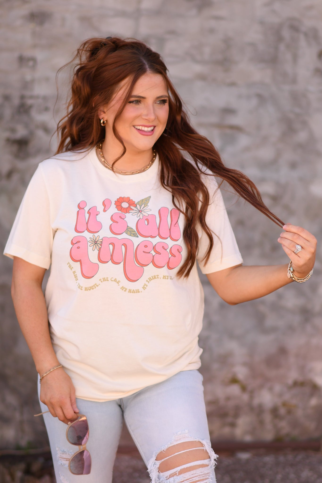 "It's all a mess...the kids, the house, the car, my hair, my shirt, my life" tee