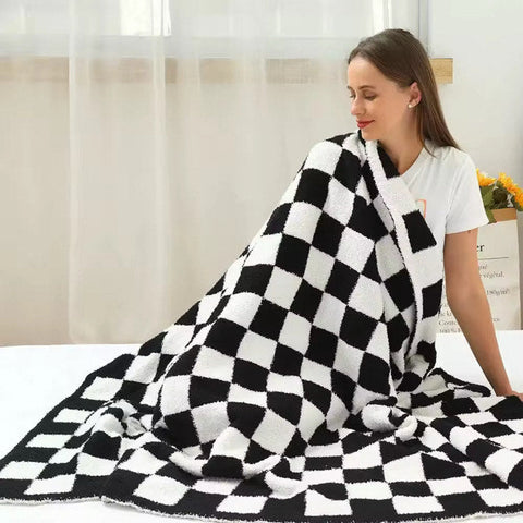 Black And White Checkered Cloud Blanket