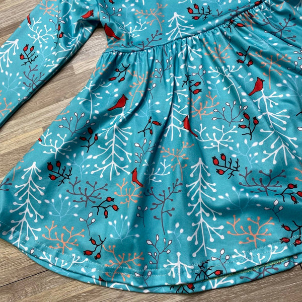 Song Birds in the Snow Twirly Dress (CC5904)-Dresses-Sparkledots-sparkledots